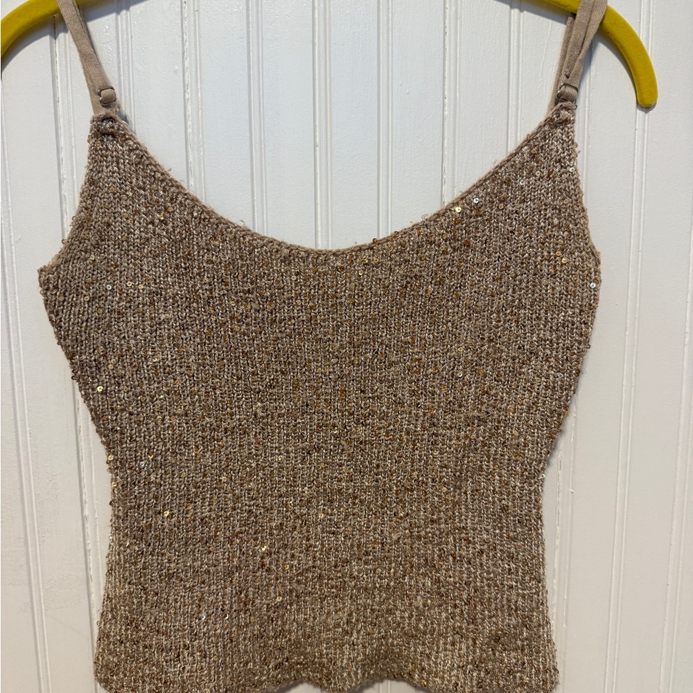 Elegant Tan Knit Women's Top